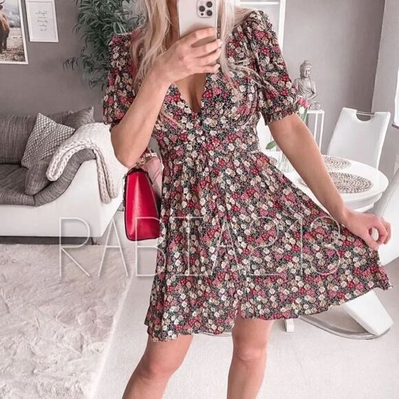 ZARA PRINTED DRESS WITH SHOULDER PADS - Picture 5 of 13